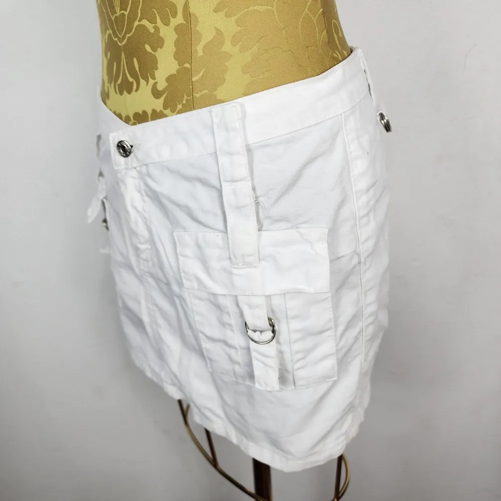 Minissaia Jeans Branca Sawary Anos 2000 Cintura Baixa