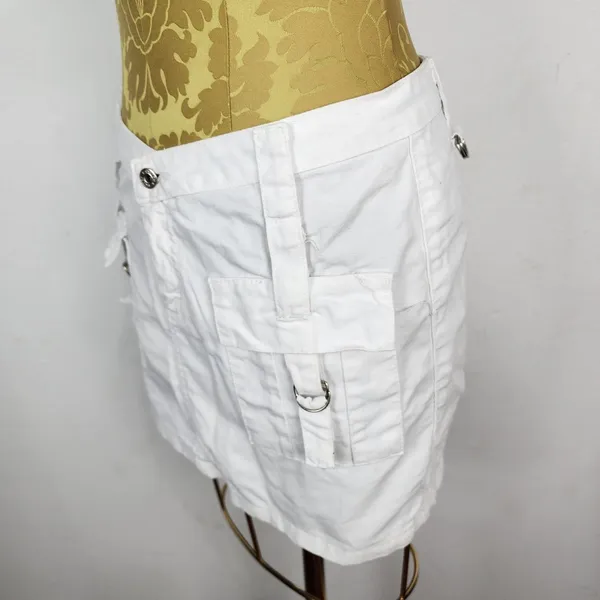 Minissaia Jeans Branca Sawary Anos 2000 Cintura Baixa