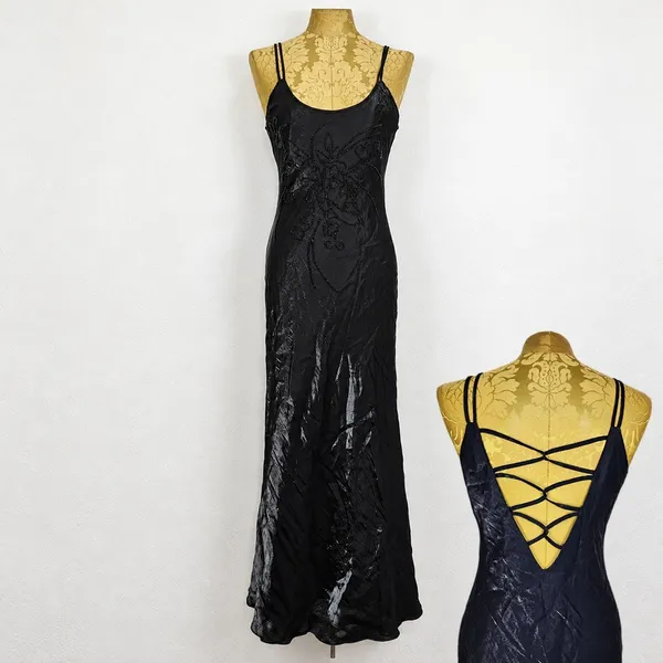 Vestido Longo Preto Festa Vintage Anos 2000 Y2K