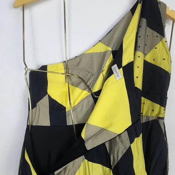 Vestido Assimétrico Tamanho 38 Seda Geométrico