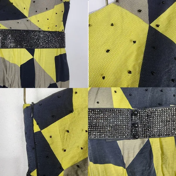 Vestido Assimétrico Tamanho 38 Seda Geométrico