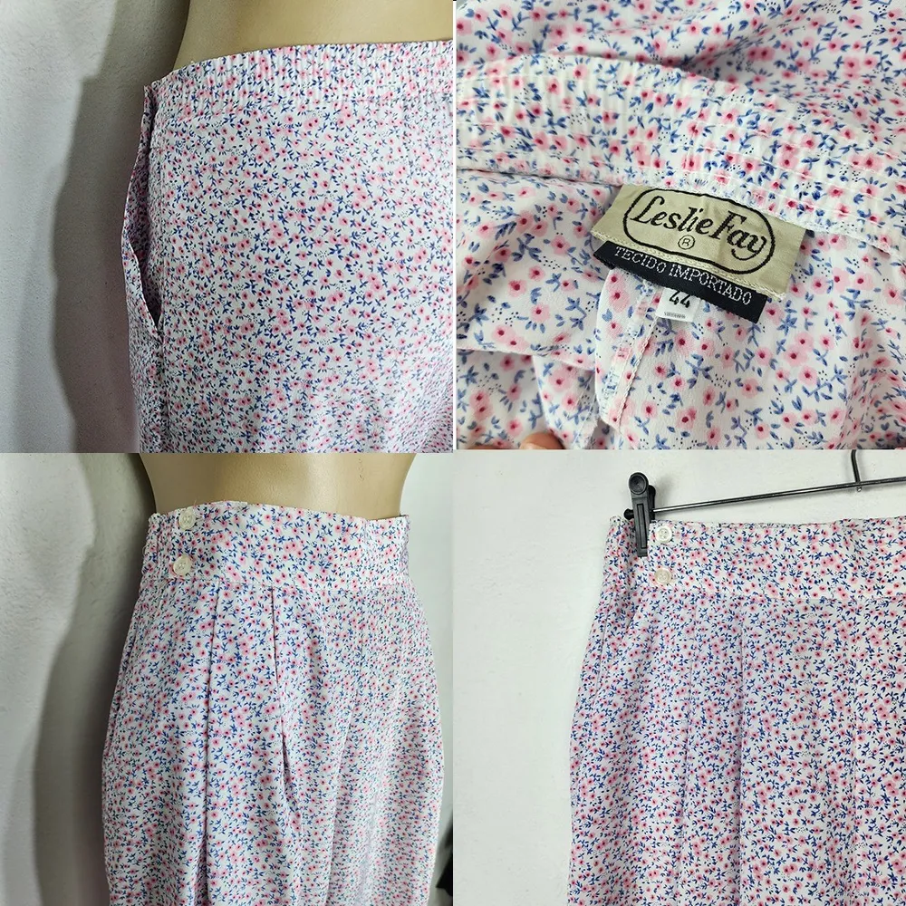 Calça Feminina Leslie Fay Floral Cintura Alta Pantalona