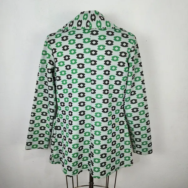 Blazer Feminino Vintage Anos 60 Estampado Verde