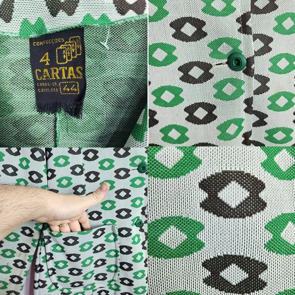 Blazer Feminino Vintage Anos 60 Estampado Verde