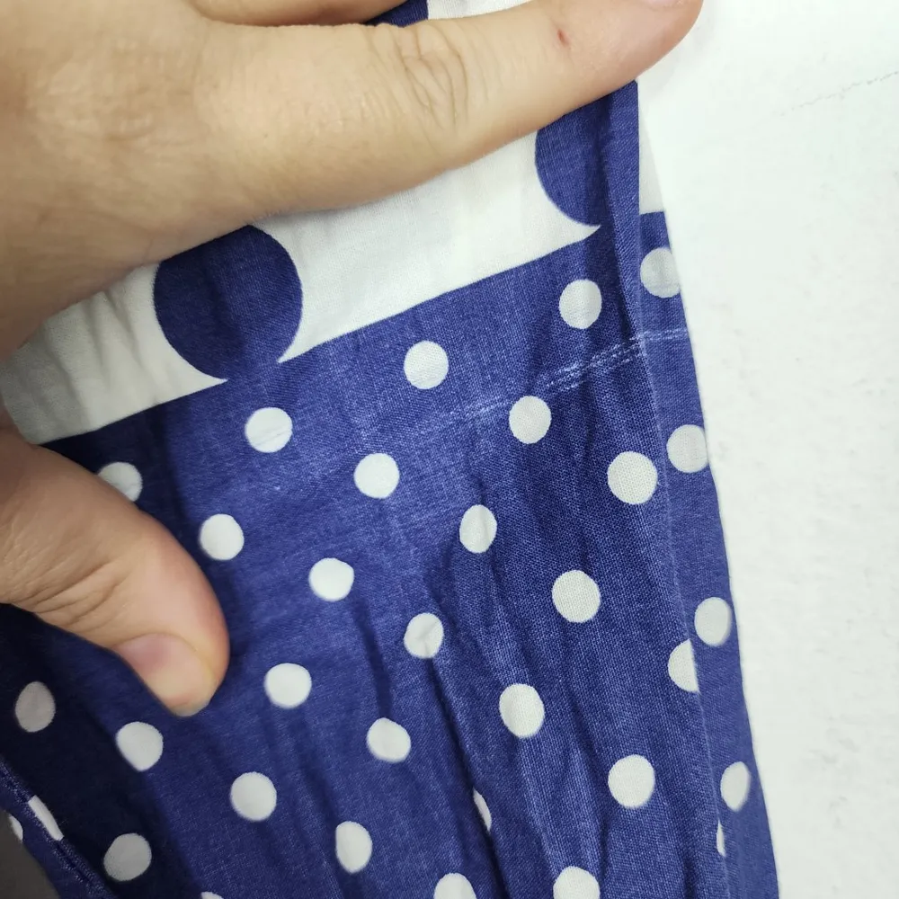 Camisa Vintage Anos 70 Feminina P Azul Branco Poá Geométrica