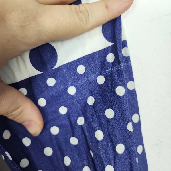 Camisa Vintage Anos 70 Feminina P Azul Branco Poá Geométrica