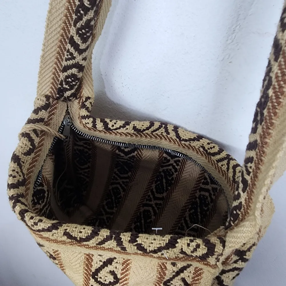 Bolsa Tiracolo Étnica Algodão Tecido Encorpado Alça Larga
