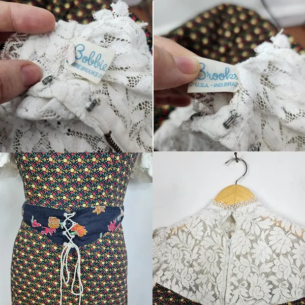 Vestido Vintage Anos 70 Bobbie Brooks Longo Floral Renda