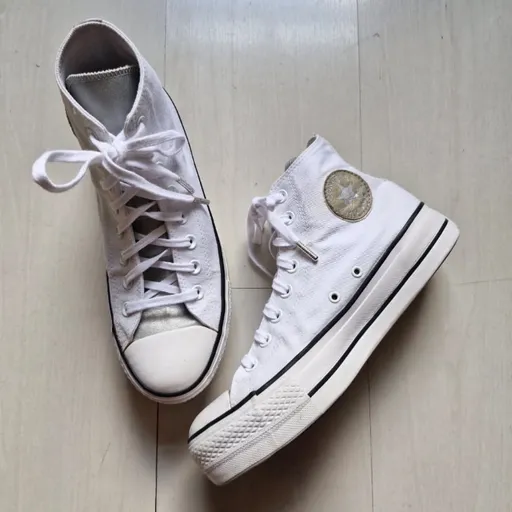 Converse All Star plataforma branco e prata 39