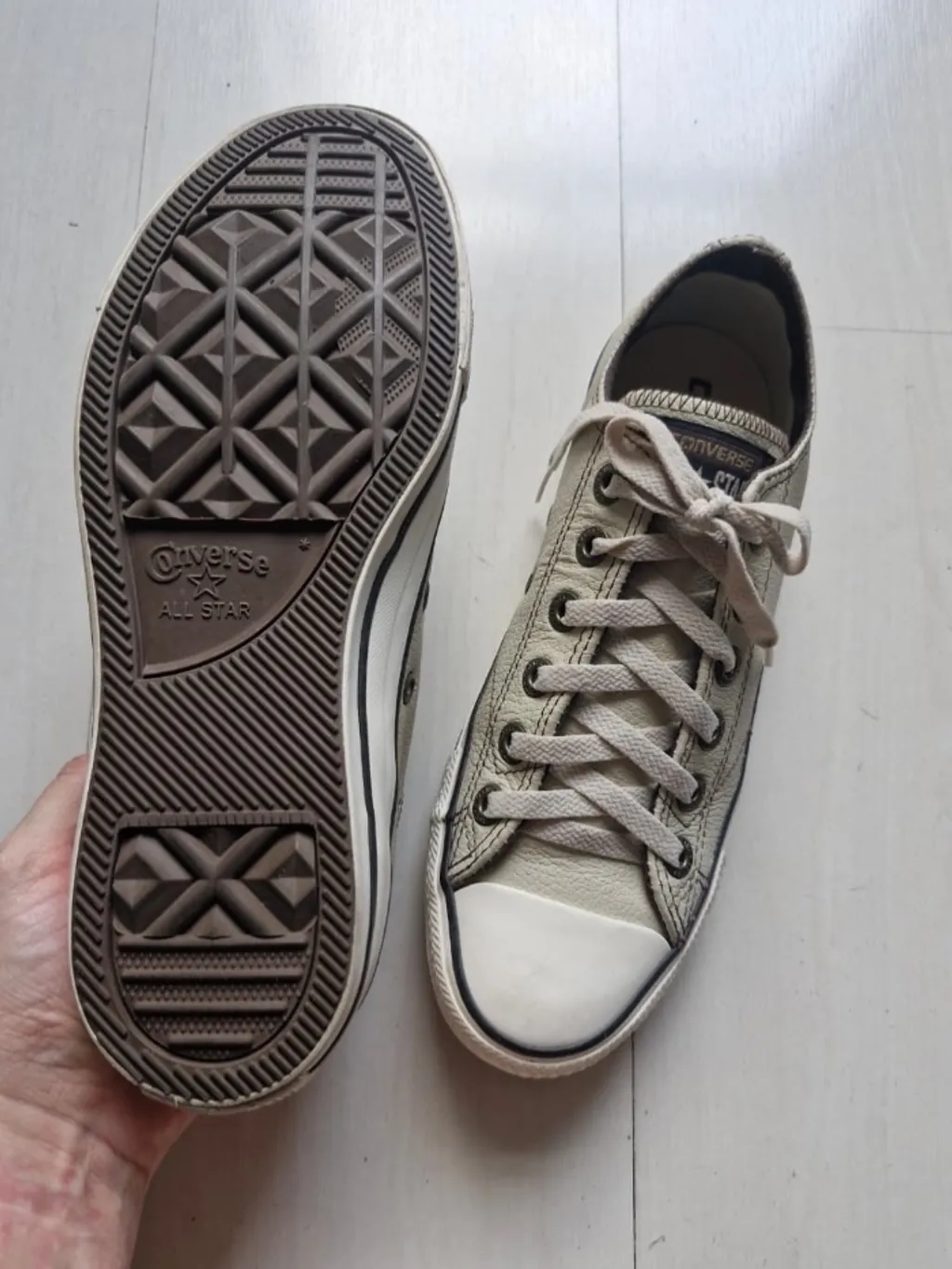 Converse All Star couro bege 36