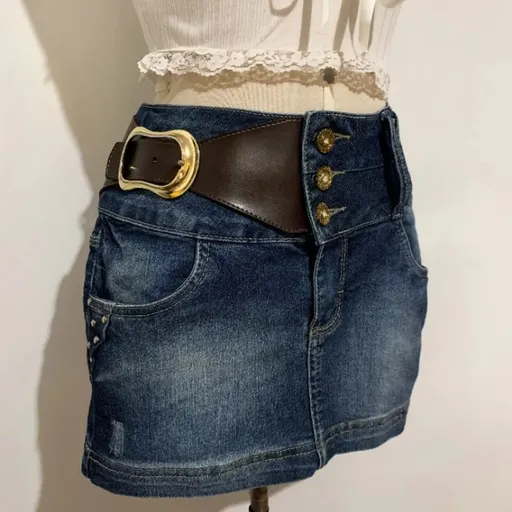 Saia jeans com detalhe tipo cinto - tamanho 38