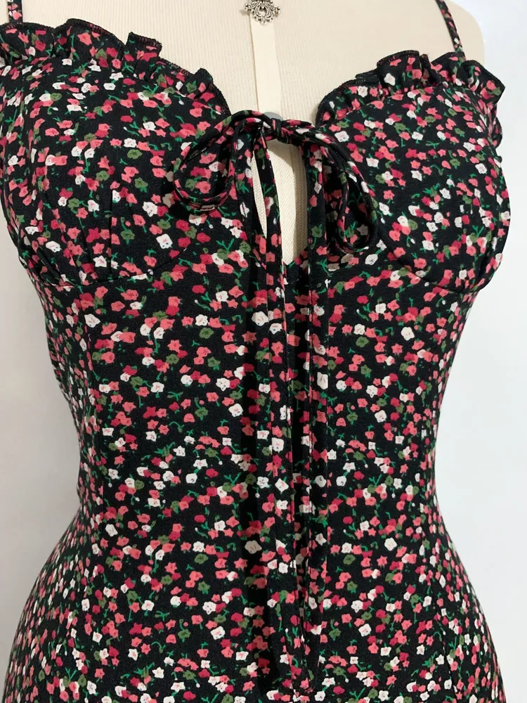 Vestido longo florido com fenda SHEIN - Tamanho P