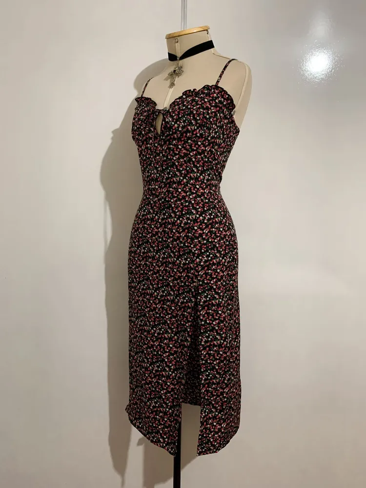 Vestido longo florido com fenda SHEIN - Tamanho P