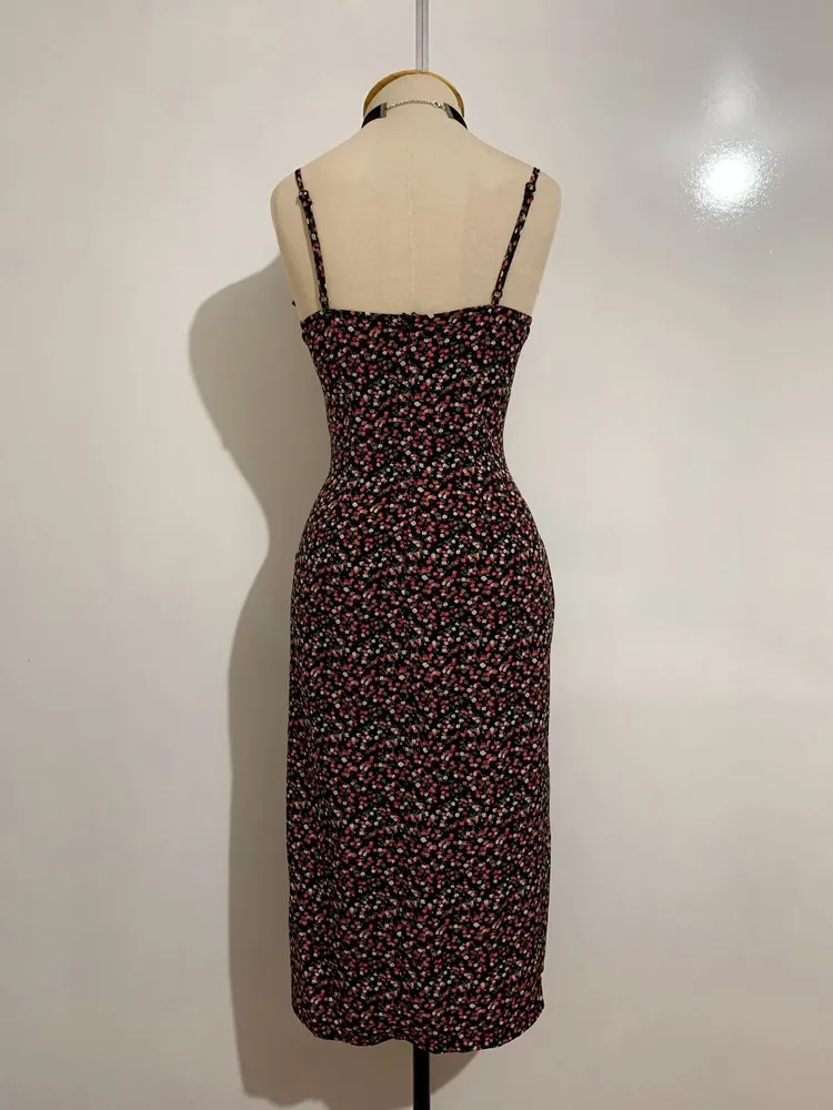 Vestido longo florido com fenda SHEIN - Tamanho P