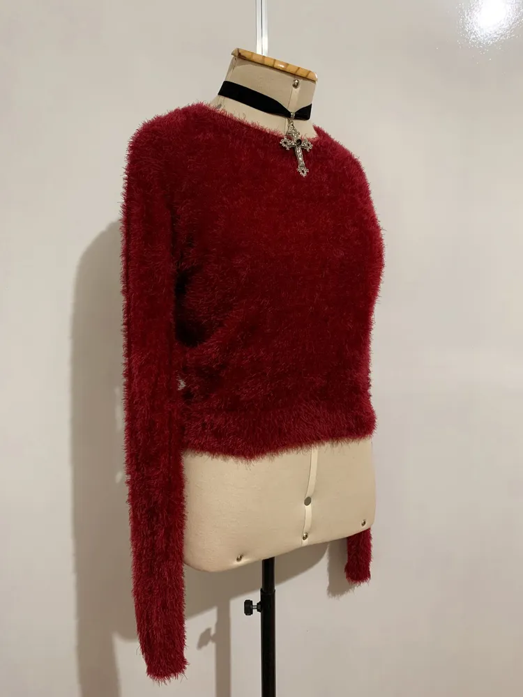 Blusinha de frio cropped peludinha - Tamanho M a GG