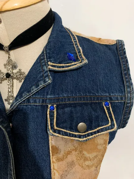 Colete jeans cropped - Tamanho PP