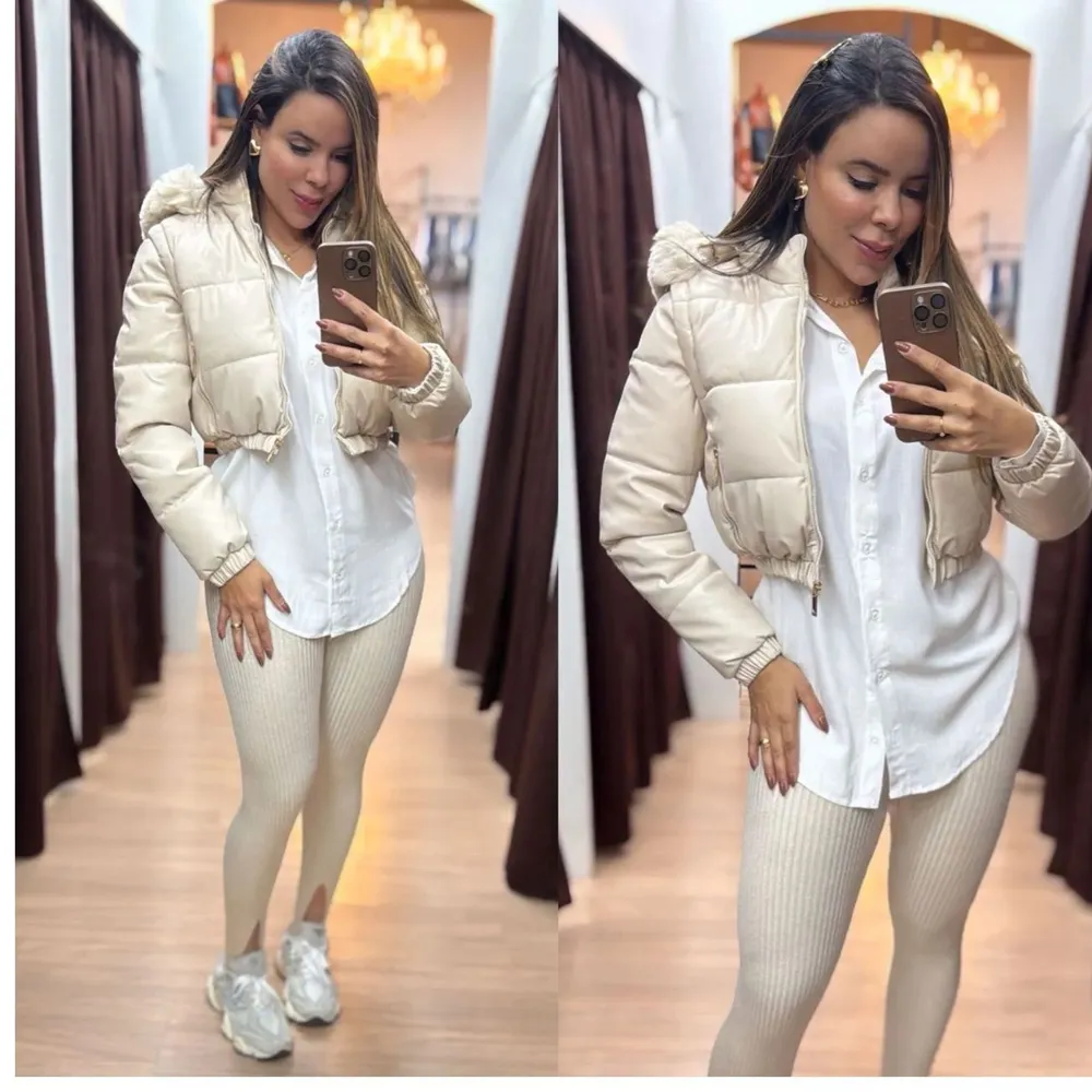 jaqueta puffer nude vira colete g couro eco novo na etiqueta