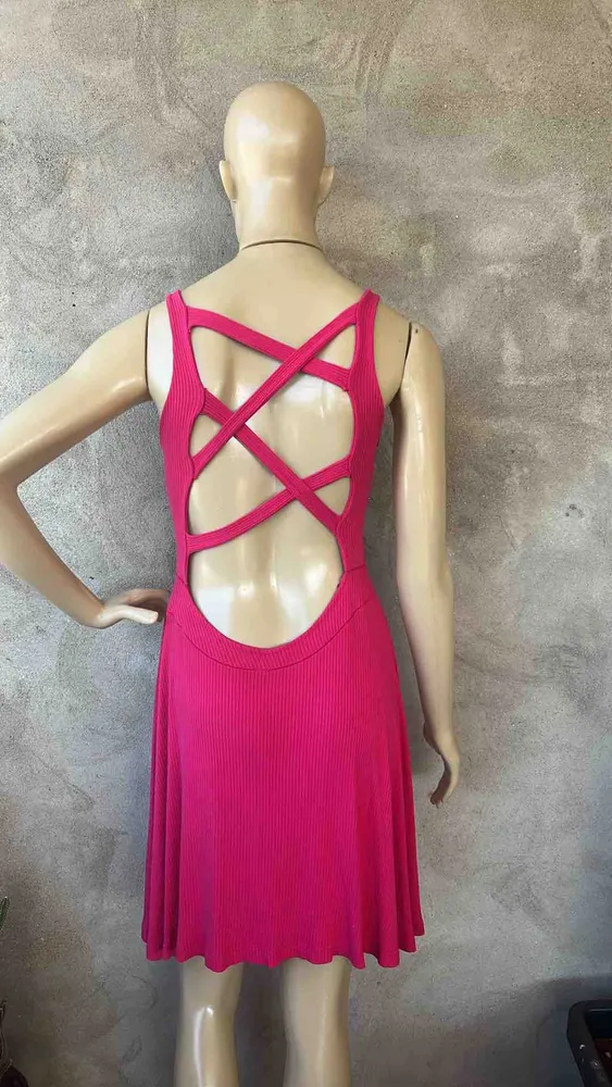 vestido rosa pink canelado