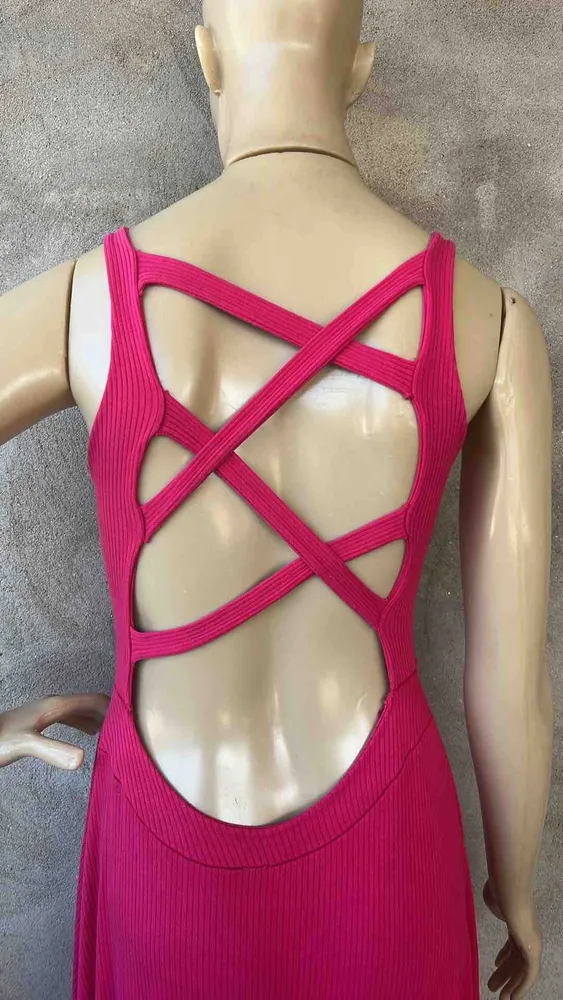 vestido rosa pink canelado