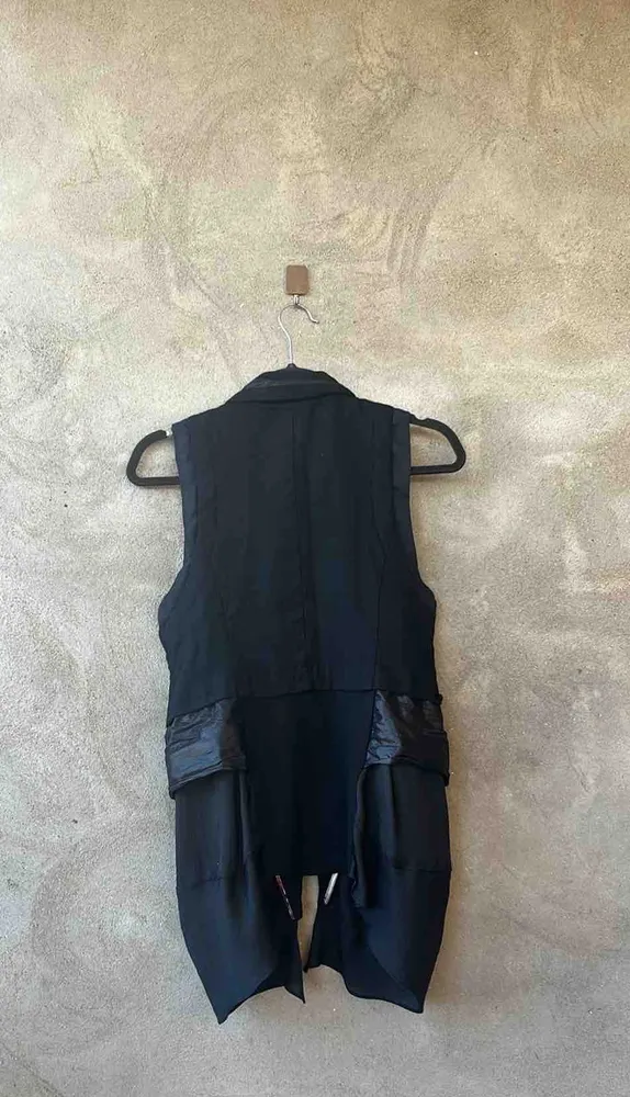 colete alfaiataria preto importado mix de texturas