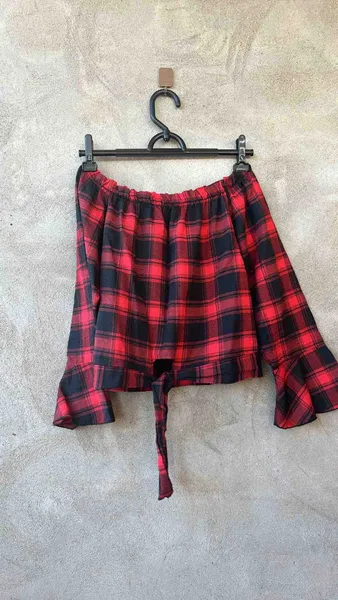 Blusa crooped ciganinha xadrez