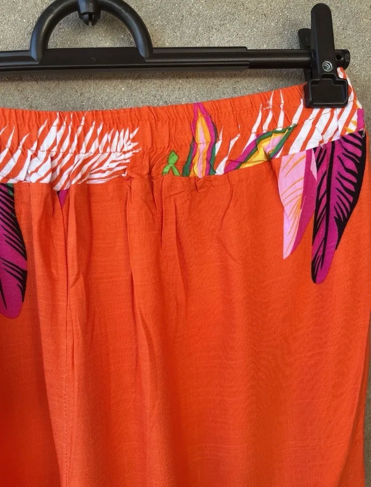 calca pantalona laranja tropical