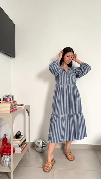 Vestido midi listrado Old Navy