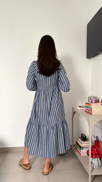 Vestido midi listrado Old Navy