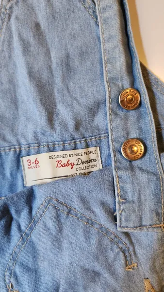jardineira de menina baby denim jeans 3-6 meses