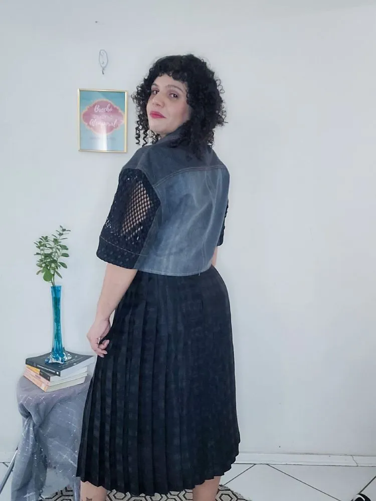 Saia preta plissada vintage