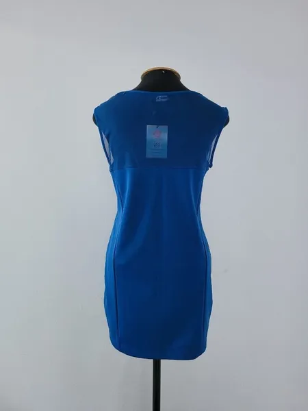 vestido azul apliques marisa tam g