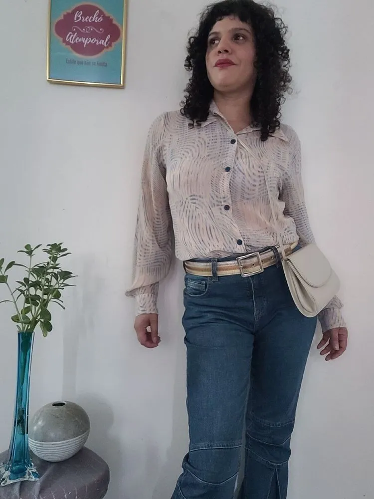 camisa vintage transparência