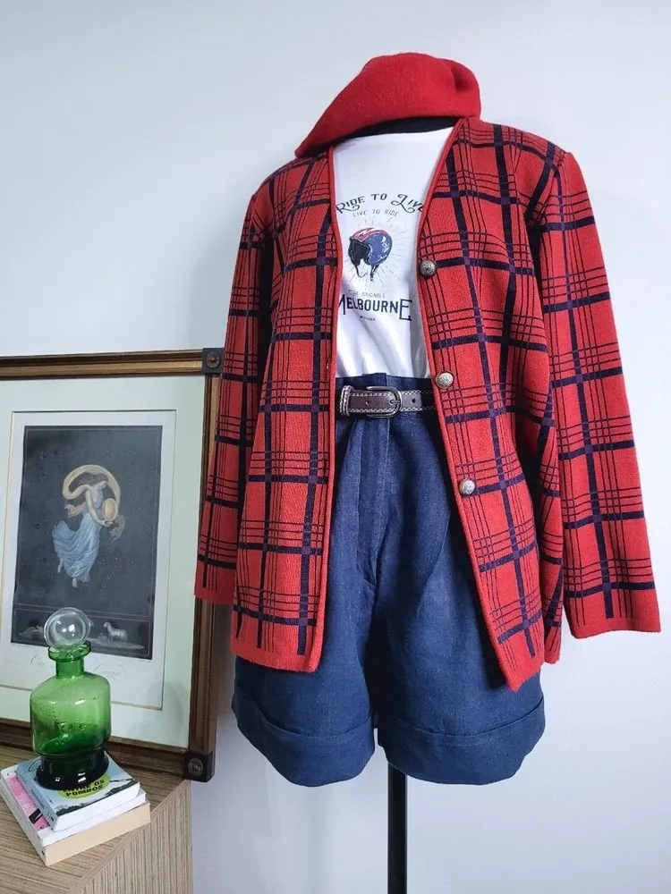 blusa vintage xadrez