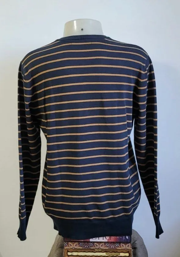 blusa tng listrada azul e dourado