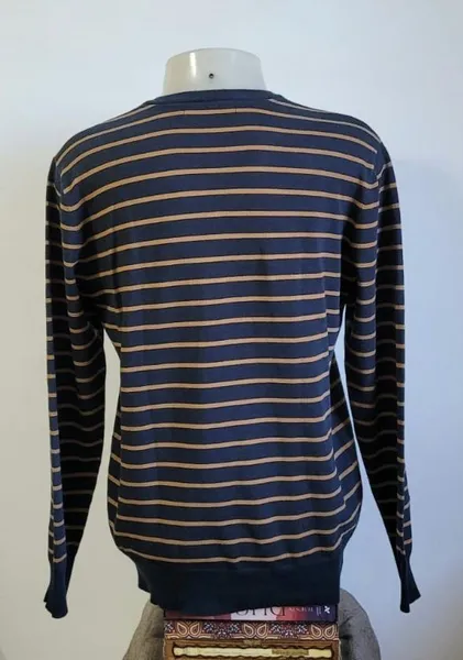 blusa tng listrada azul e dourado