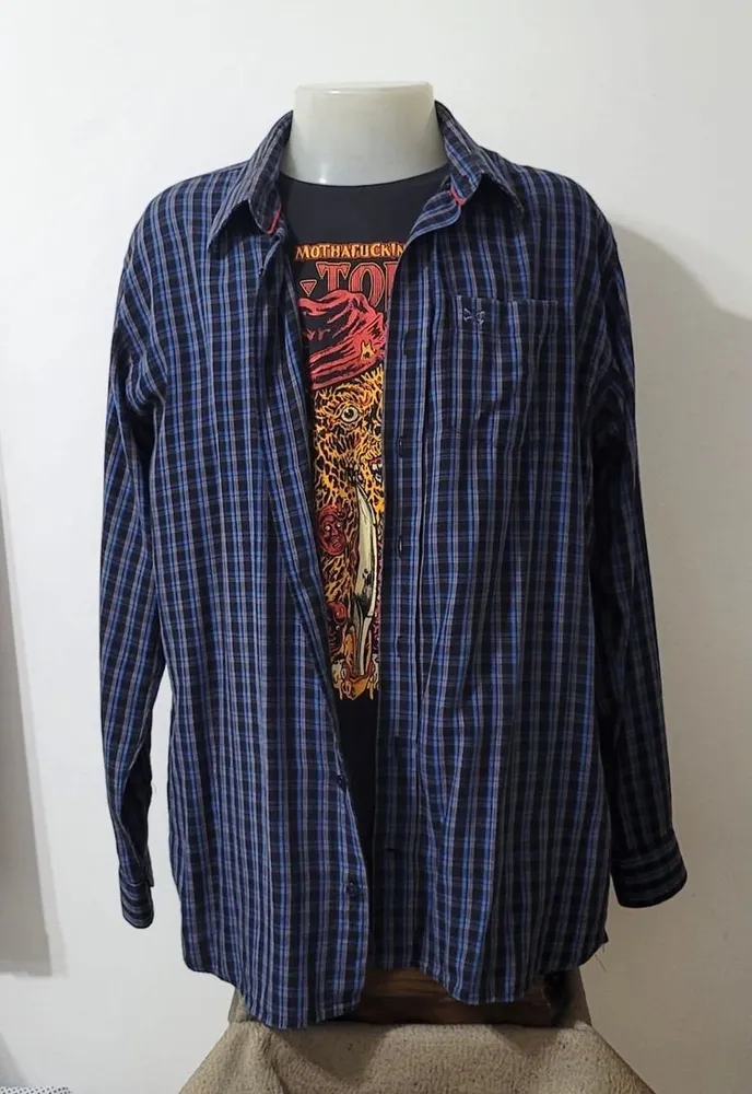 camisa xadrez algodão egípcio