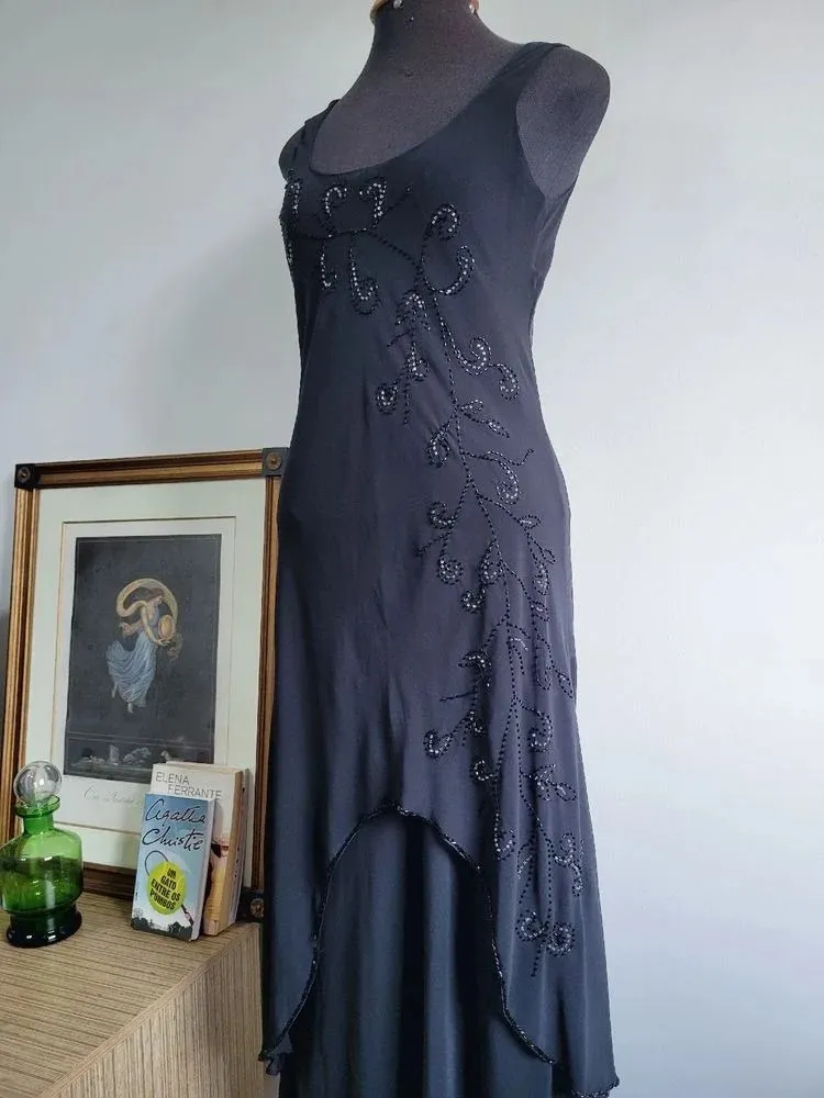 vestido preto longo