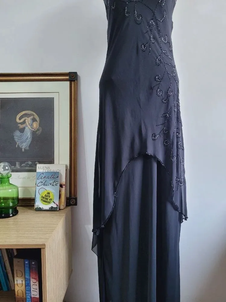 vestido preto longo
