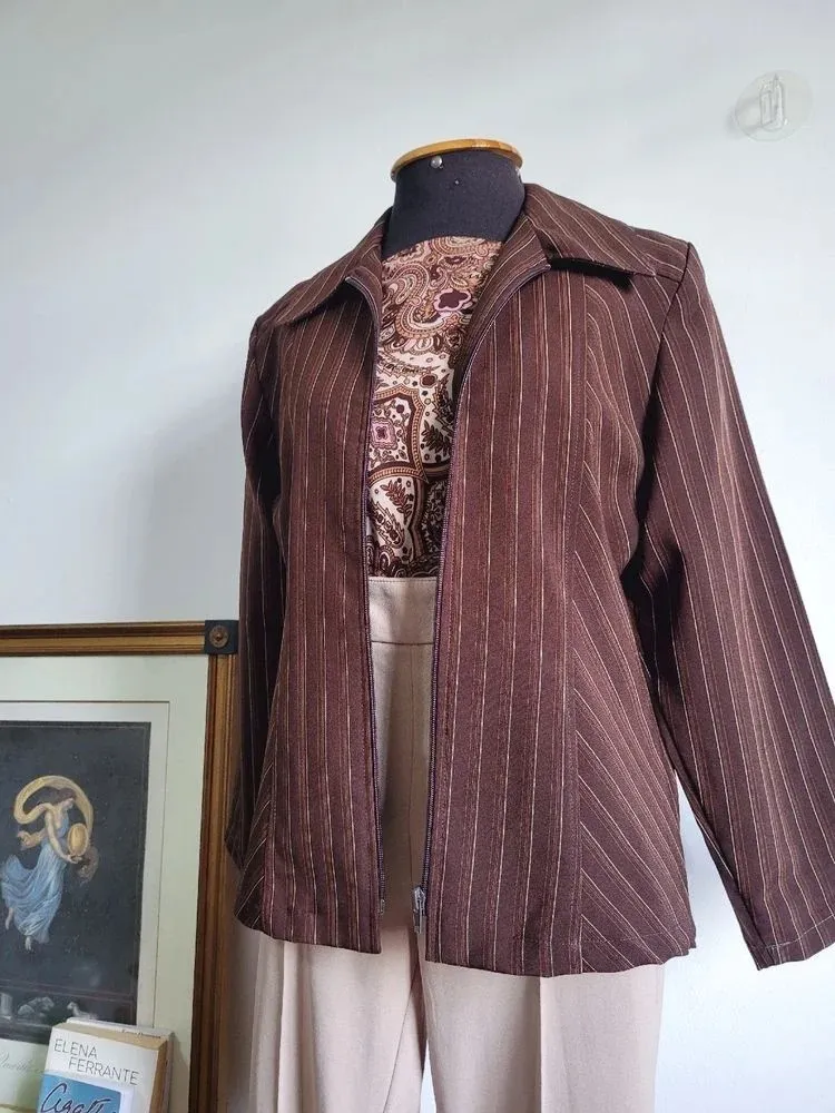 blusa jaqueta marrom vintage