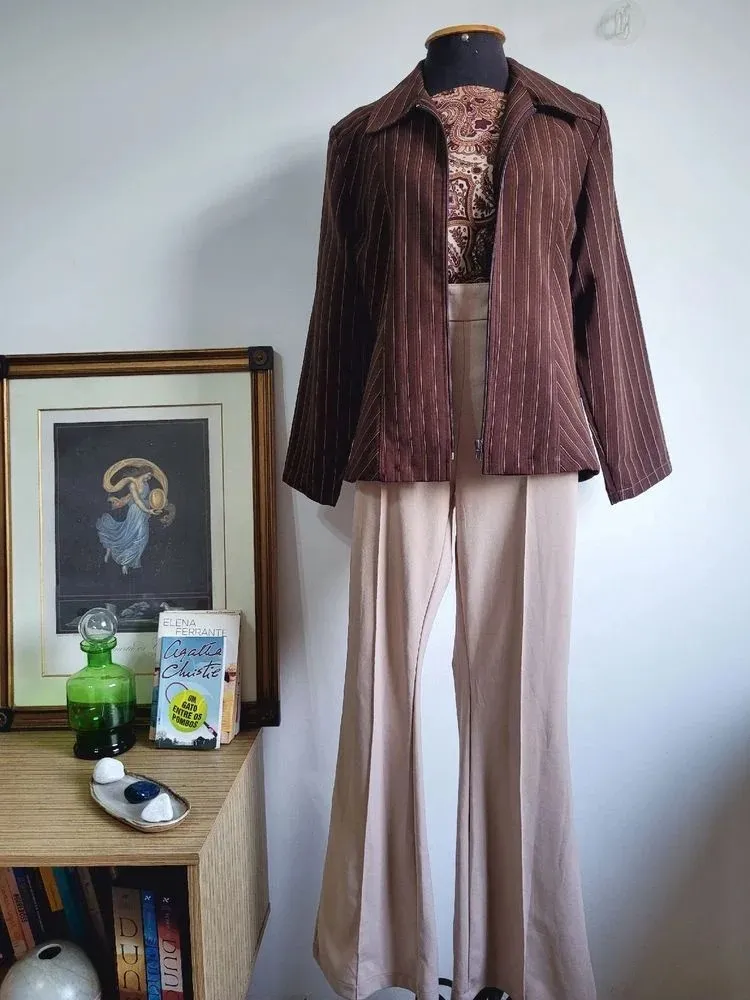 blusa jaqueta marrom vintage