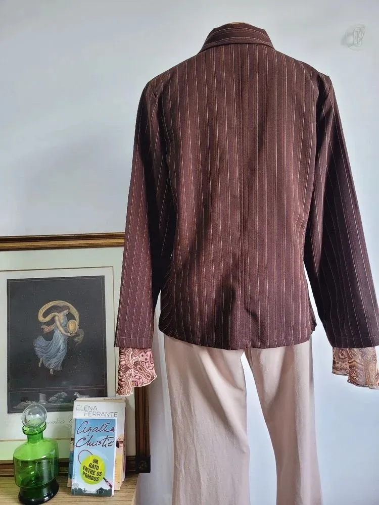 blusa jaqueta marrom vintage