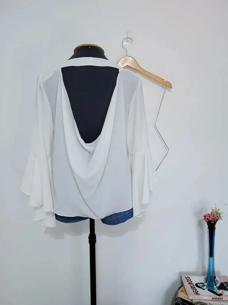 blusa branca flare zara