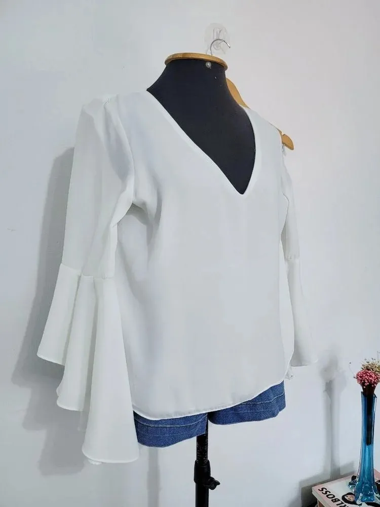 blusa branca flare zara