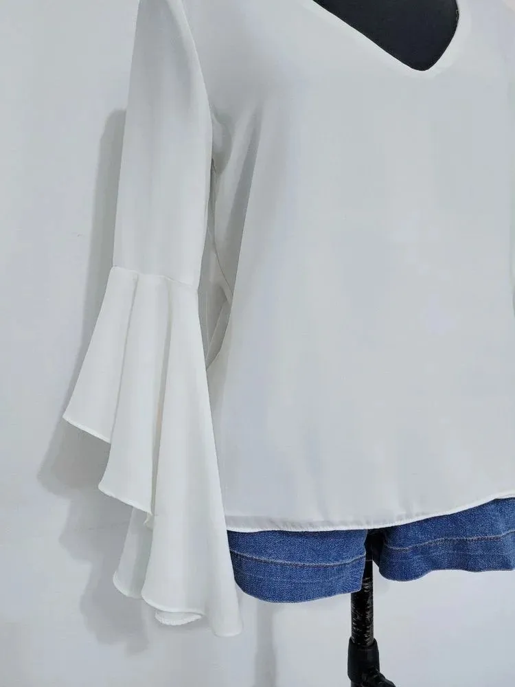 blusa branca flare zara