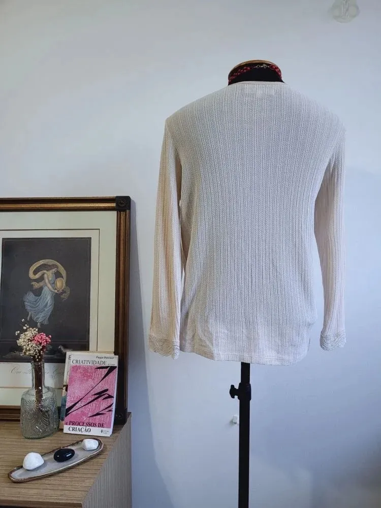 cardigan le lis blanc areia renda