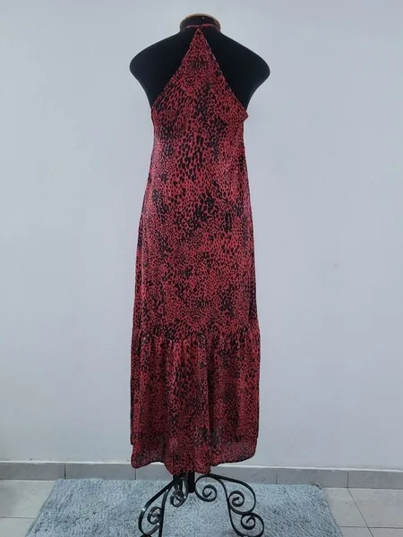 vestido animal print vermelho