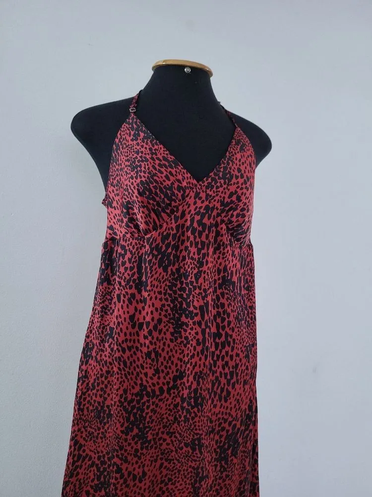 vestido animal print vermelho