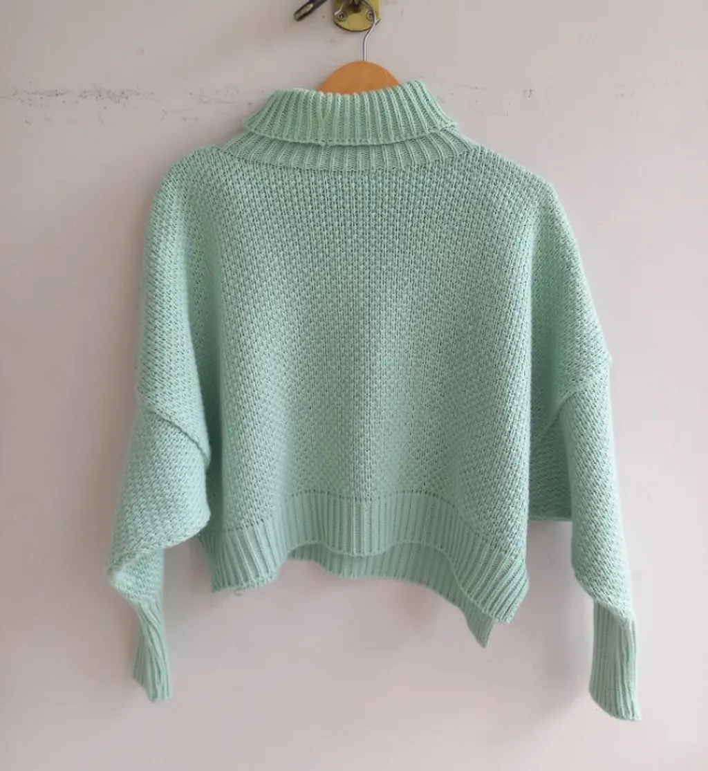 blusa de frio feminina tricot verde água