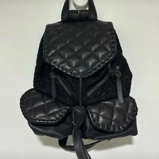 mochila tweed e couro