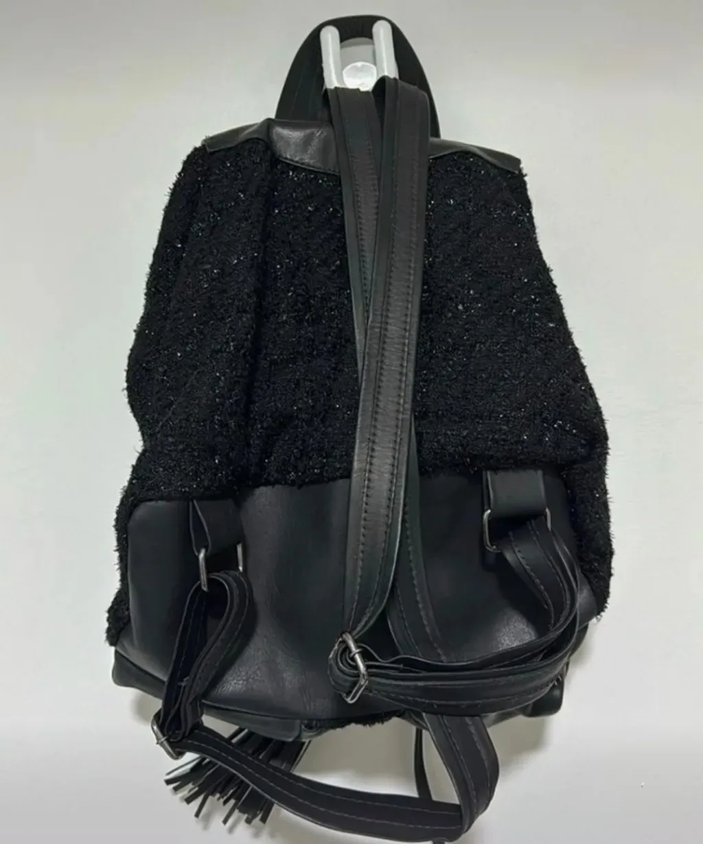 mochila tweed e couro